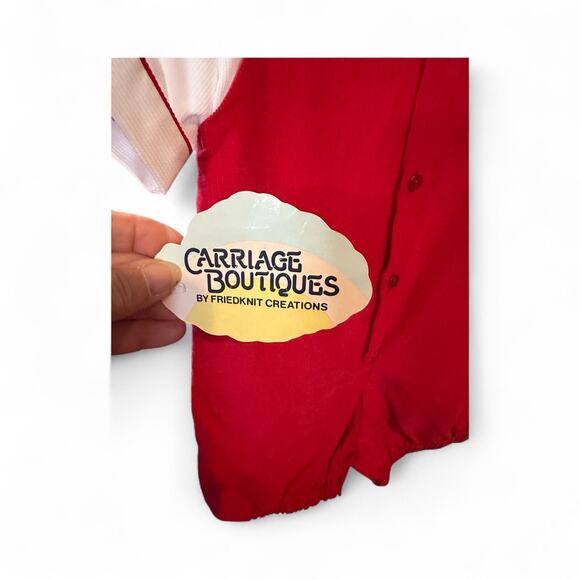 Vtg Childs Carriage Boutiques Baby 18M Christmas Holiday Train Red Romper NWT - Picture 6 of 6